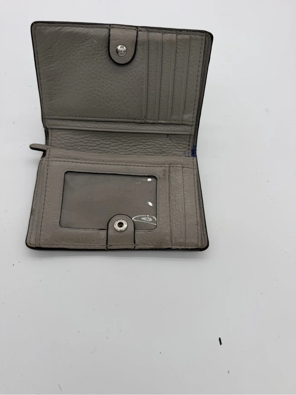 Michael Kors Taupe Leather Card Holder with Logo Plaque
